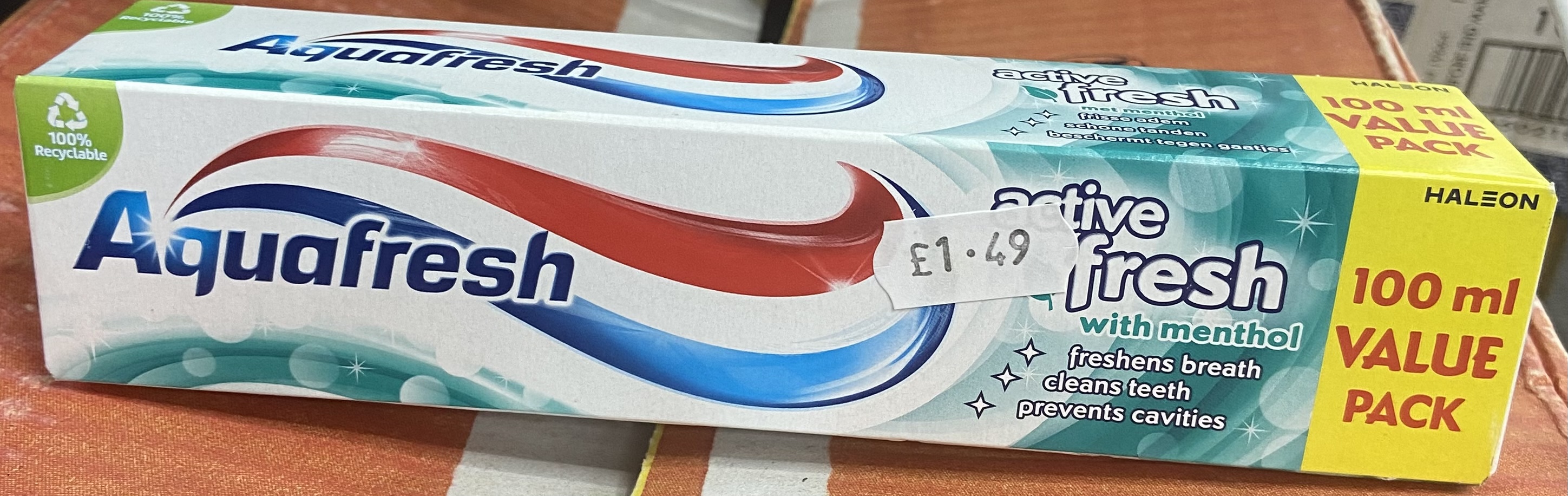 Aquafresh active fresh with menthol -100ml